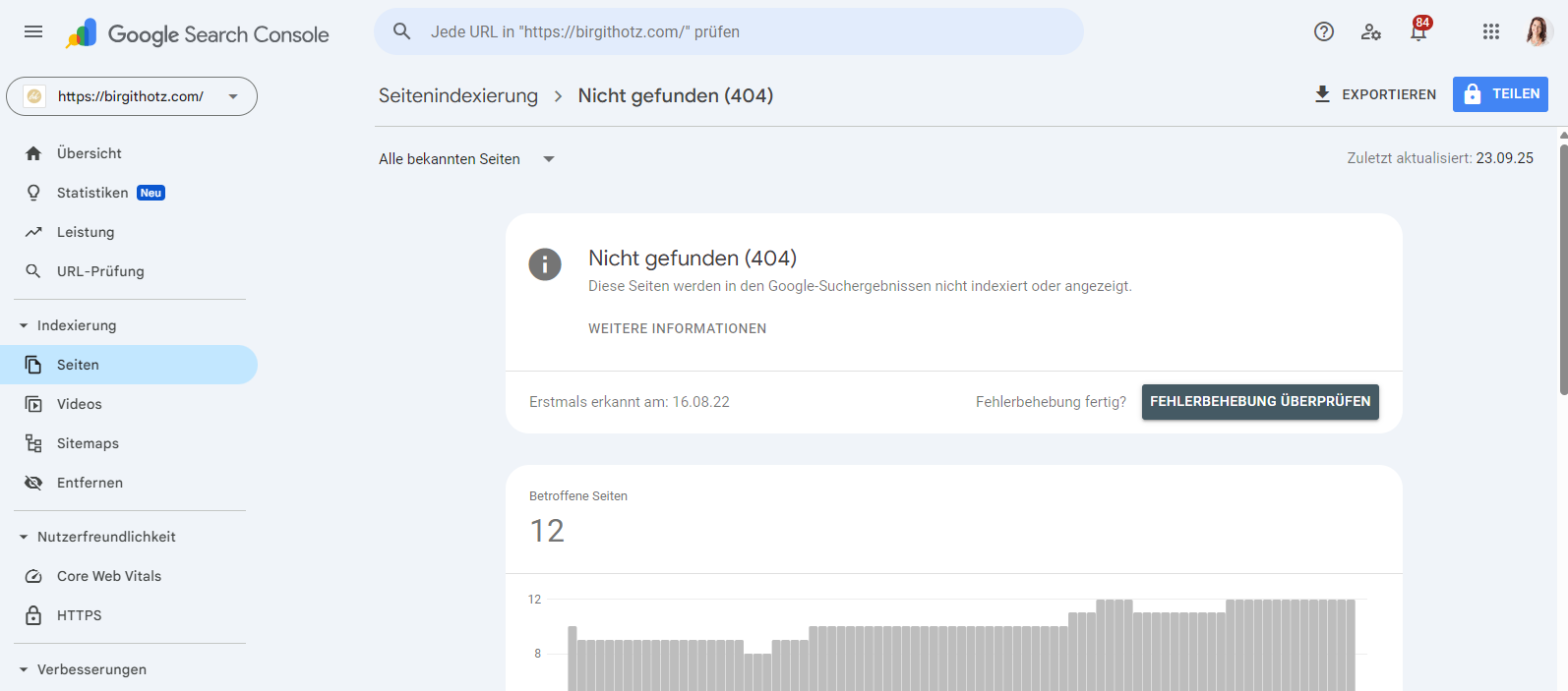 Google Search Console - Nicht gefunden (404)